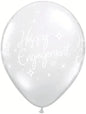 Qualatex Happy Engagement Elegant Sparkle Diamond Clear 11" Latex Balloons 25Pc/Bag