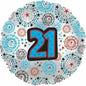 Birthday 21 Circles & Stars 18-Inch Foil Balloon