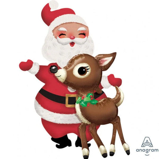 Anagram Airwalker Christmas Santa & Reindeer 48" Foil Balloon