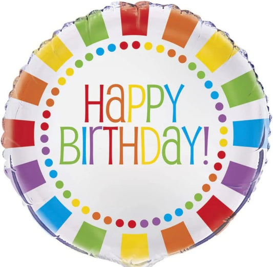 Unique Happy Birthday Rainbow Colours 18" Foil Balloon